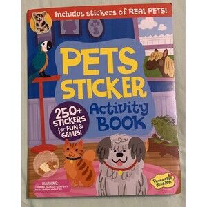 Pets Sticker Activity Book 250+ Stickers for Fun - Coloring Puzzles Word Find 3+